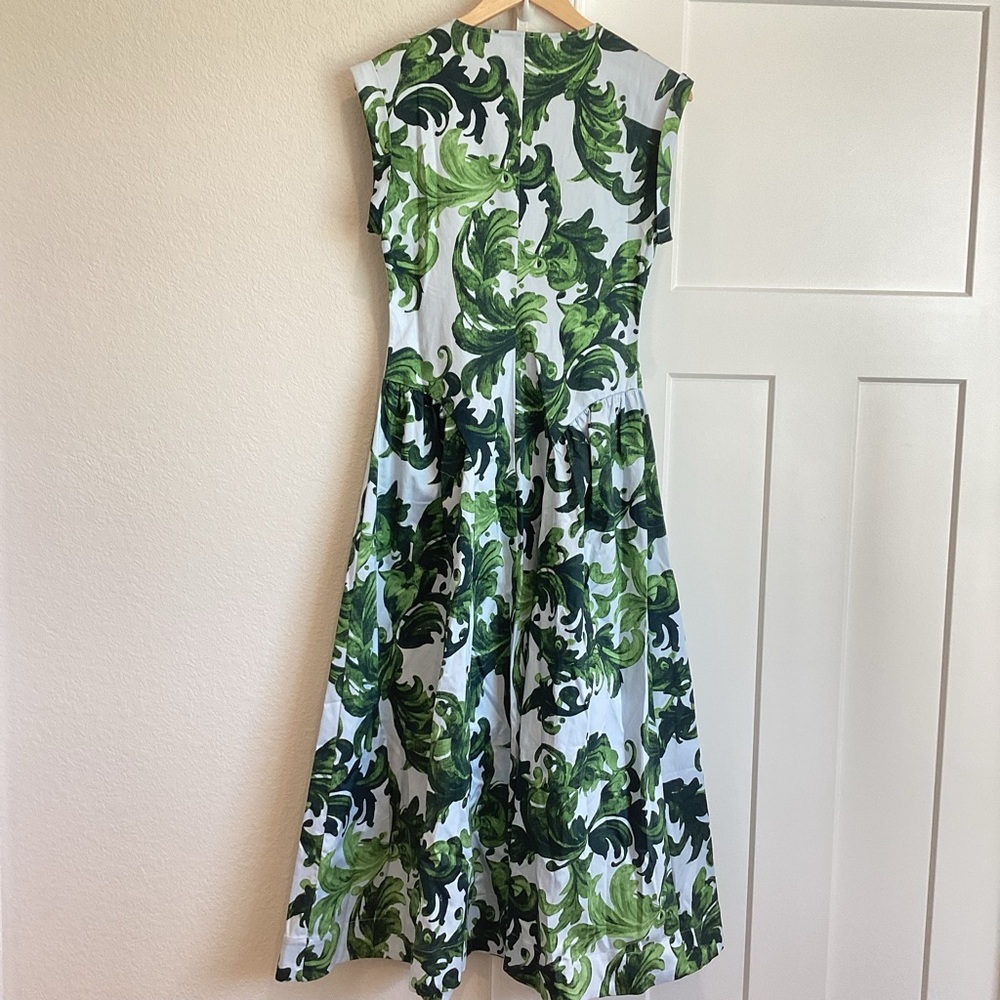 Anthropologie Drop Waist Midi Dress Maeve Cap Sleeve New Small Green - Picture 12 of 16